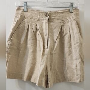 Women's Tan Linen Shorts